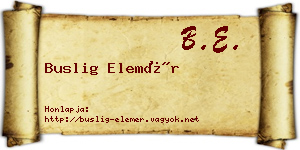 Buslig Elemér névjegykártya